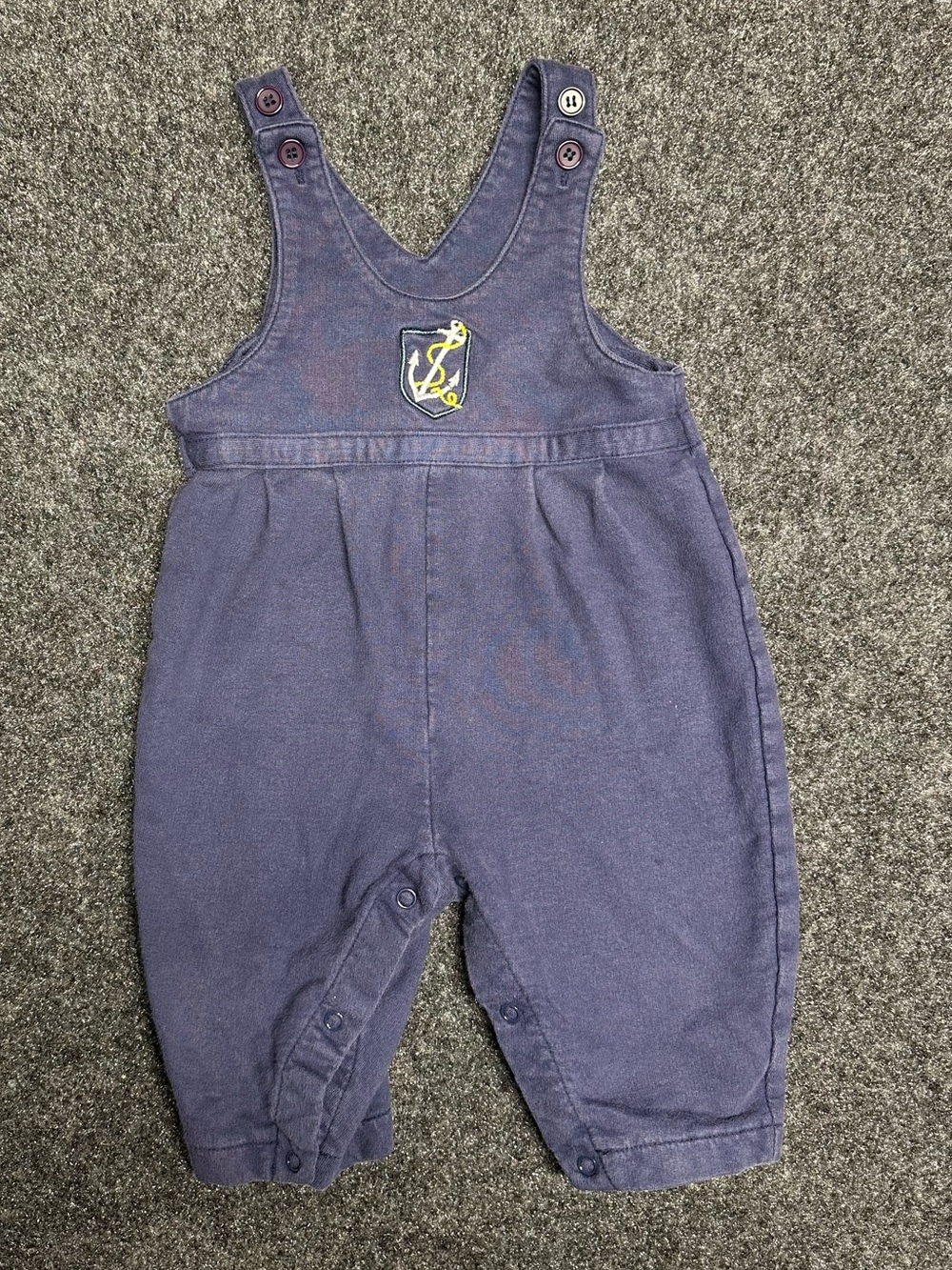 Vintage Class‎ Club Baby Overalls Navy Blue Anchor Sailor Nautical 3/6M 90s Y2K